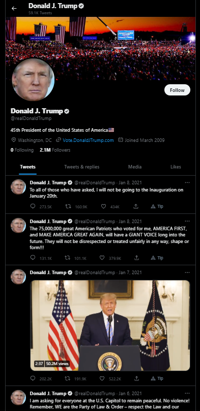 Donald J Trump Twitter Account is Active Again