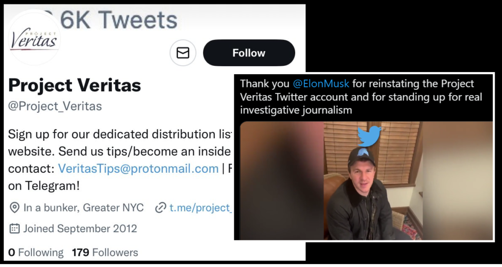 James O'keefe Project Veritas is back on Twitter November 2022